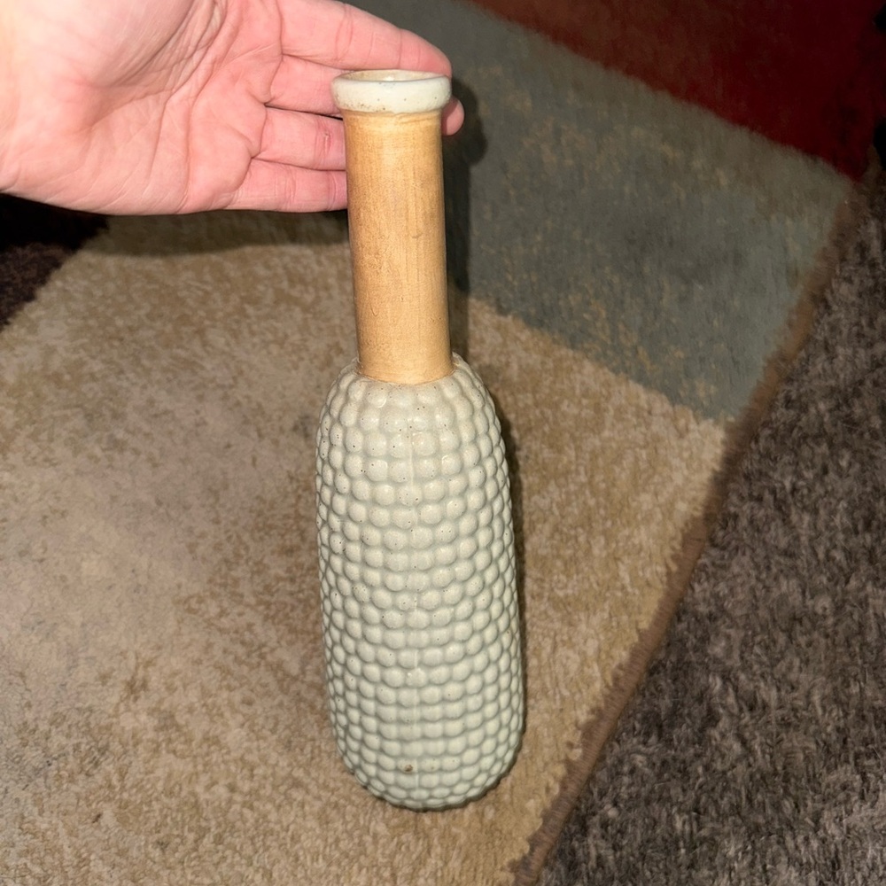 Textured Cream and Tan Vase